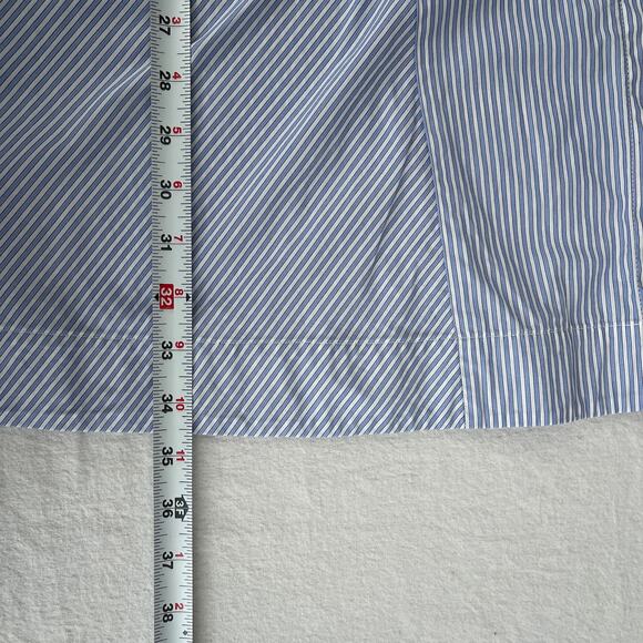 Paul & Joe Sister Dress Women M/L Blue Striped Shirt Trapeze Ruffle Preppy READ - Picture 9 of 9